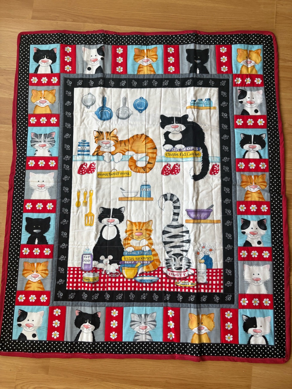 New Handmade baby quilt Playful Cats Quilted Blanket - Multicolor